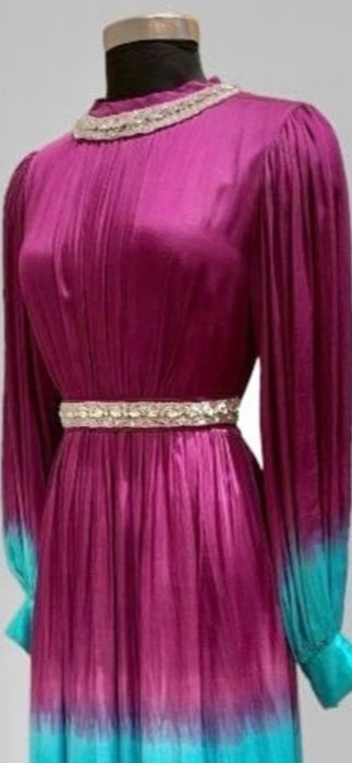 Vestido longo em dois tons