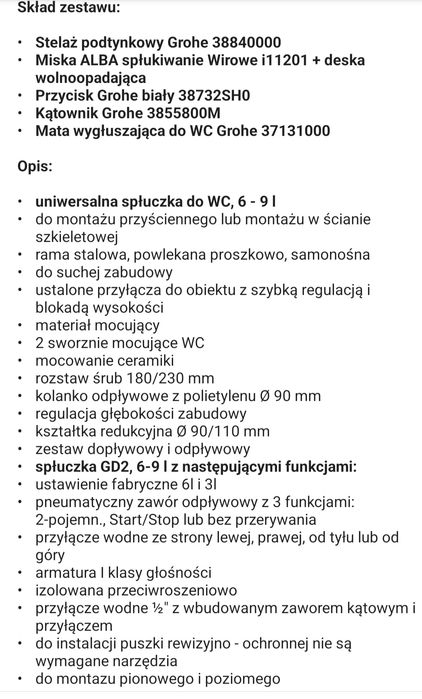 WC zestaw podtynkowy GROHE