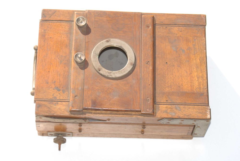 Stary aparat drewniany antyk zabytek kolekcjonerski