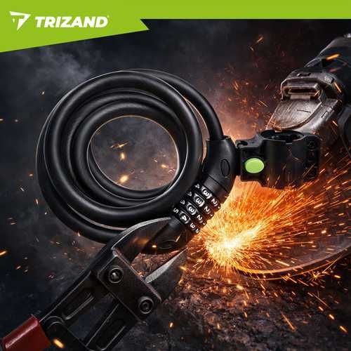 Велосипедний замок Trizand 120 см 4-значний кодовий механізм протиугінний трос