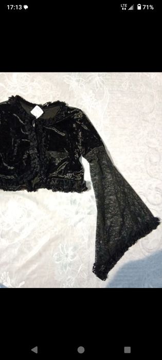 Nowe bolerko gotyckie wdzianko welurowe z koronką