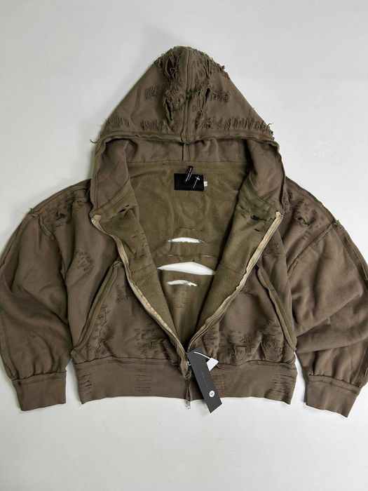 Худі Latui Atelier zip худи зіпка коричнева зипка кофта distressed S M