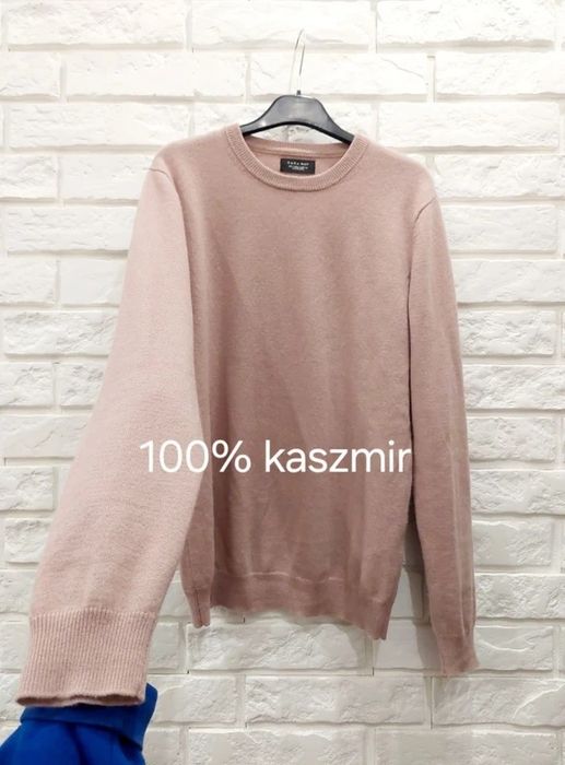 Sweter 100% kaszmir u-neck ciemny róż