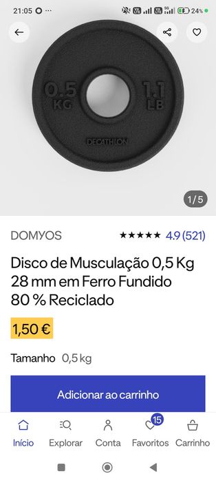 Discos e barras para musculação