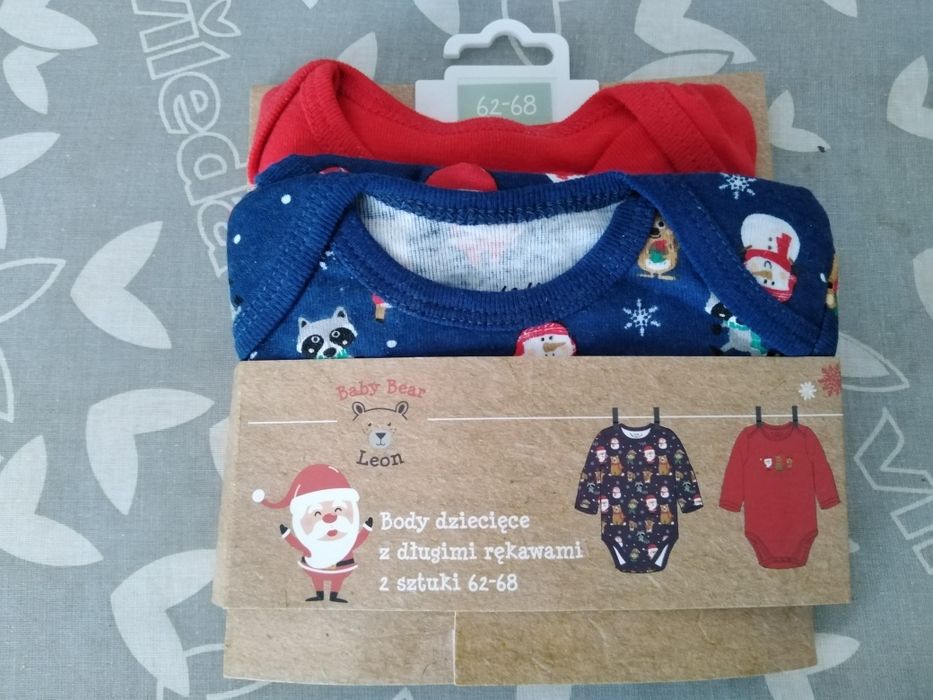 Body dziecięce z długimi rękawkami, 62-68cm, body świąteczne