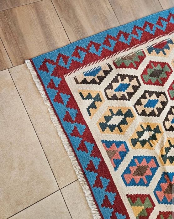 Skandynawski dywan wełniany 120x180 tkany kilim