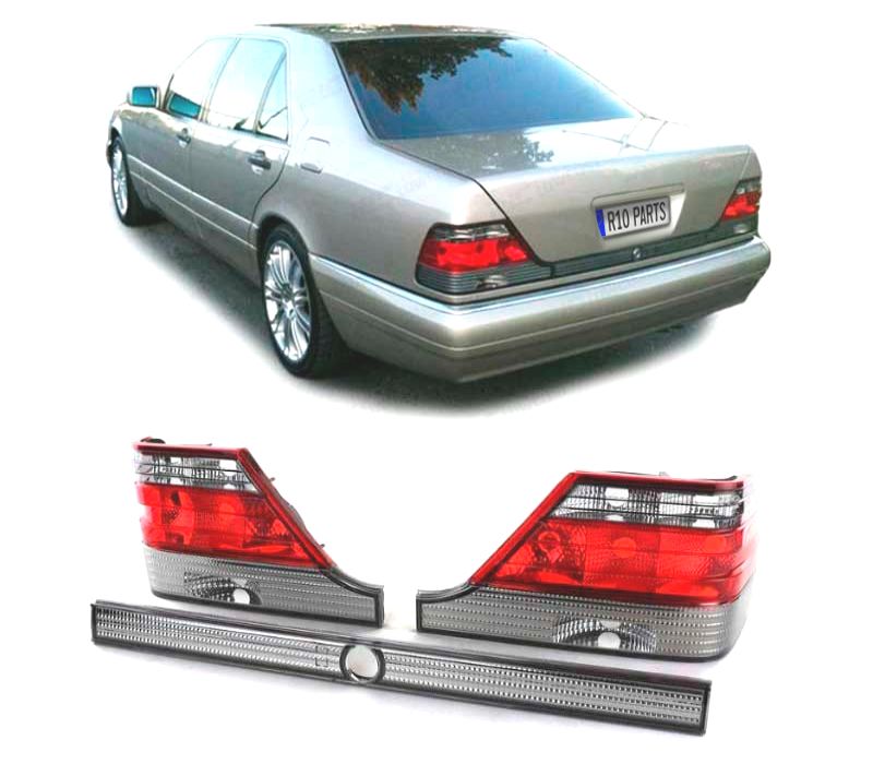 FAROLINS TRASEIROS MERCEDES S W140 94-98 VERMELHO ESCURECIDO