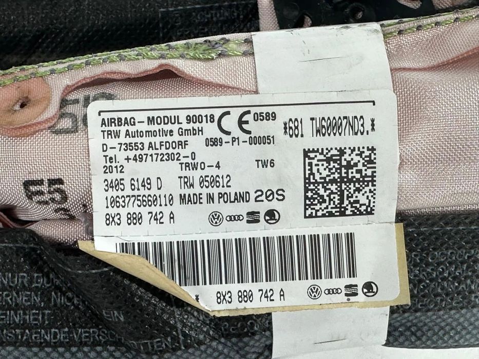Airbag Cortina Direito / Esquerdo - Audi A1 8X (2014)