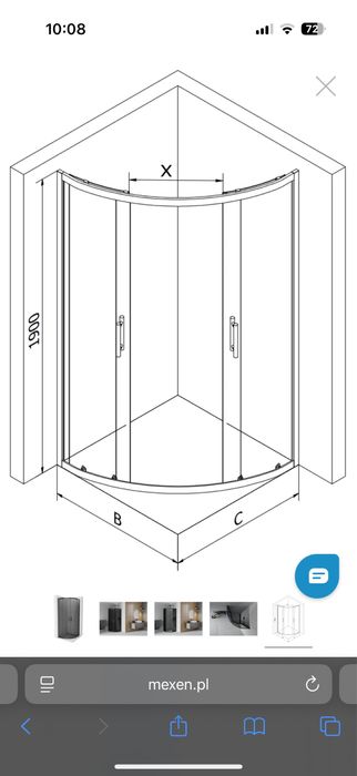 Kabina prysznicowa mexen RIO 90x90 czarne szkło NOWA