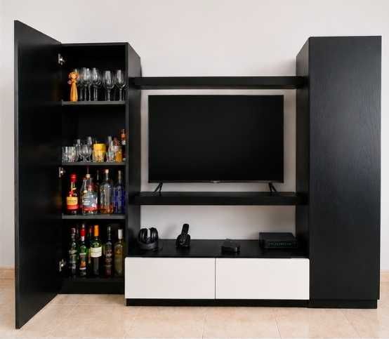Conjunto de móveis de sala modernos – preto/branco
