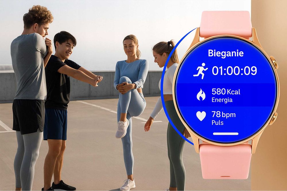 ZESTAW Smartwatch damski polskie menu pomiary sport rozmowy 3 paski