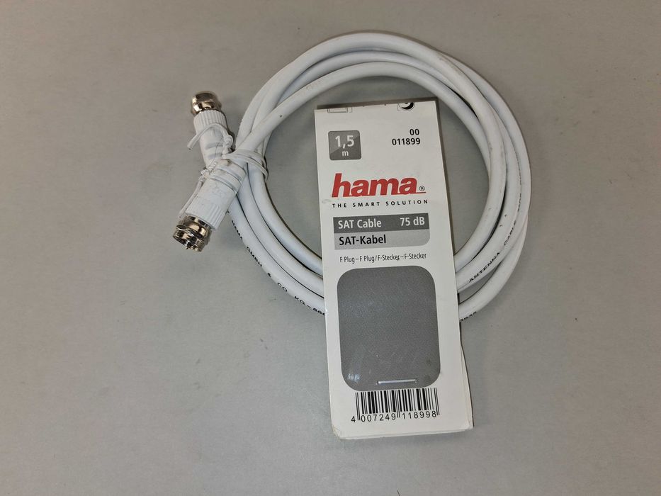 N143 Kabel Antenowy SAT Hama 1.5m F-Plug F-Socket 75dB