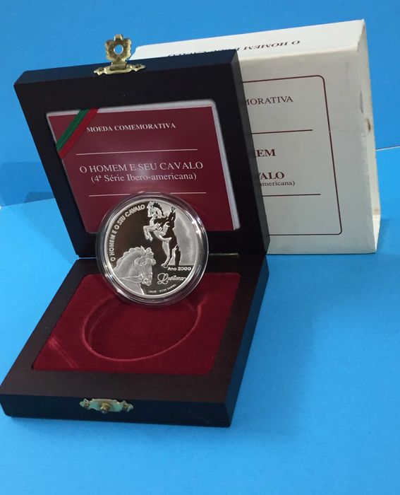1000 Escudos 2000 O HOMEM E SEU CAVALO prata PROOF estojo e certificado