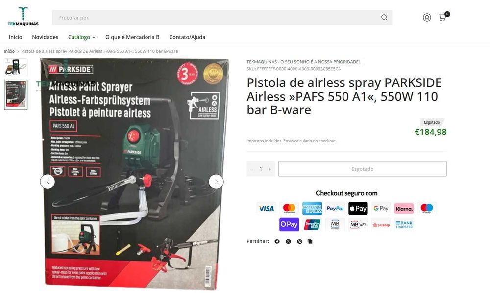 Máquina PARKSIDE PAFS 550 A1 de pintar paredes Interiores e exteriores, NOVA nunca usada