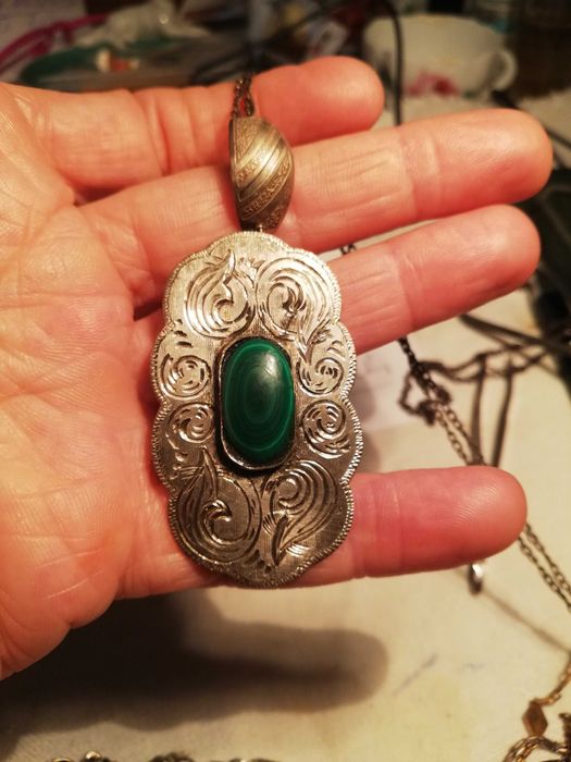 srebro wisiorki turkus, malachit ,agat bursztyn