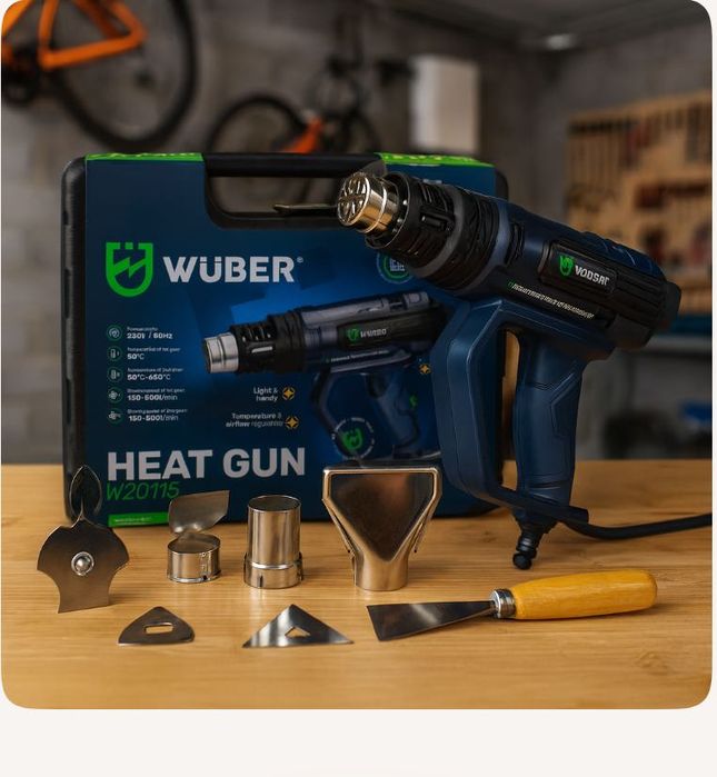 Opalarka Elektryczna 2 Biegi Regulacja Lcd Mocna 2000w+5 Dysz+Szpachla