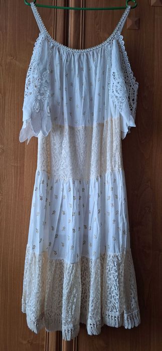 Sukienka boho biała, midi roz. XL