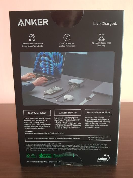 Зарядний пристрій Anker Prime 200W GaN (6 Ports)