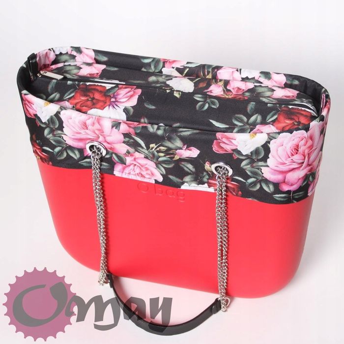 Czarny organizer do OBAG STANDARD +OPASKA dzikie kwiaty OMAY