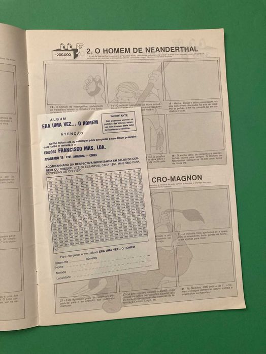 Caderneta Cromos Era uma vez o Homem Anos 70 Nova