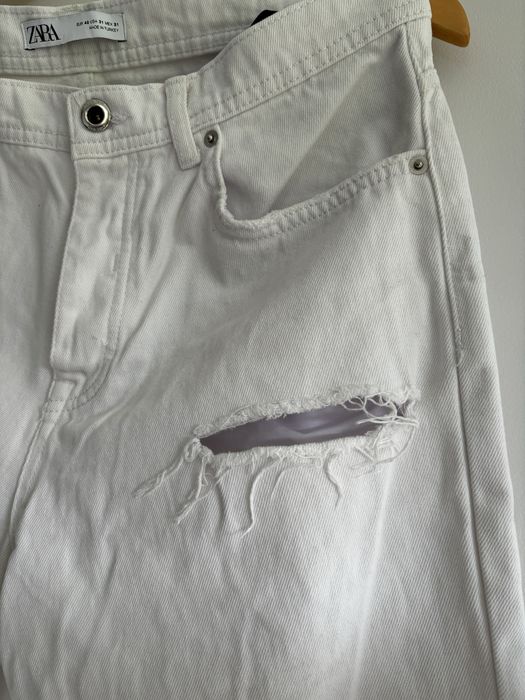 Zara MEN białe dżinsy przetarcia dziury 40 L 31