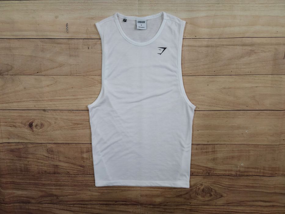 GYMSHARK Arrival Tank Top Męski Biały Logowany r. S