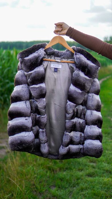 Futra Karibu Mink Fur Coat Uk OCHNIK Czarne Futro Futerko Krolika