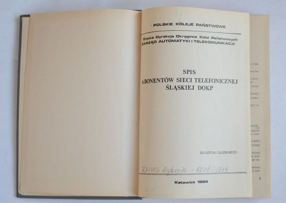 Spisu abonentów sieci telefonicznej Śląskiej DOKP