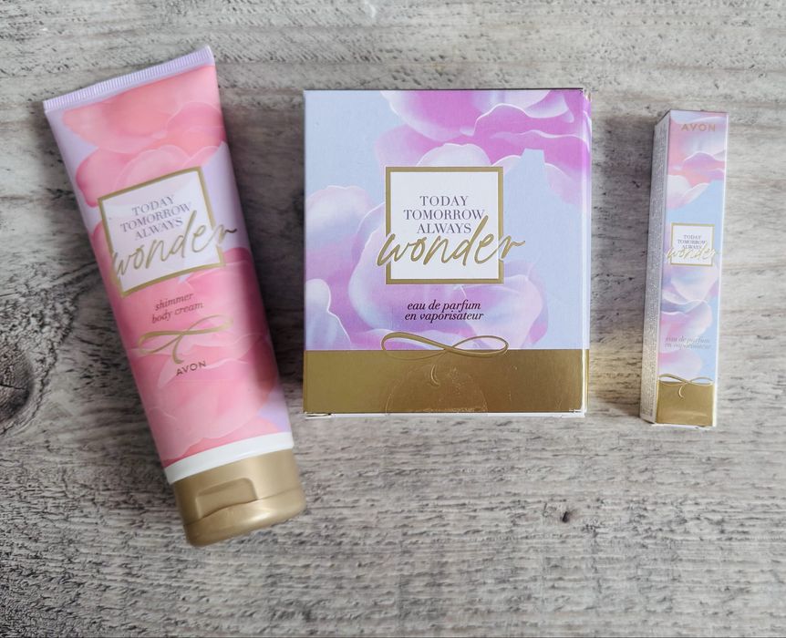 AVON ZESTAW TTA Wonder 3w1 Damski dla Niej Perfumy Balsam Perfumetka