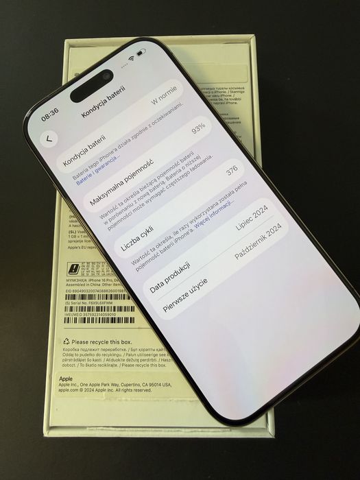 Iphone 16 pro 256gb bateria 93%