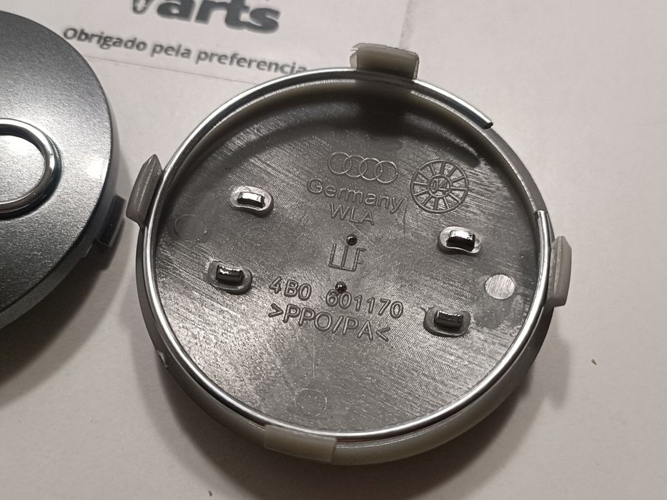 Conjunto 4 centros jante Audi 60mm Cinza