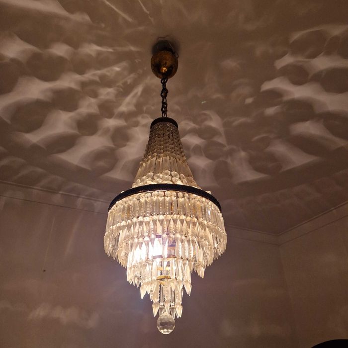 Lustre vintage em cristal lapidado (candeeiro de teto em cascata)