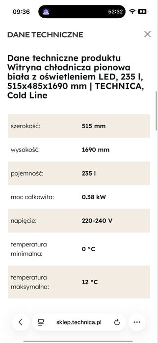 Witryna cukiernicza - lodówka