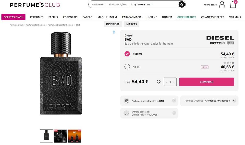 Perfume Diesel BAD Eau de Toilette 100 ml