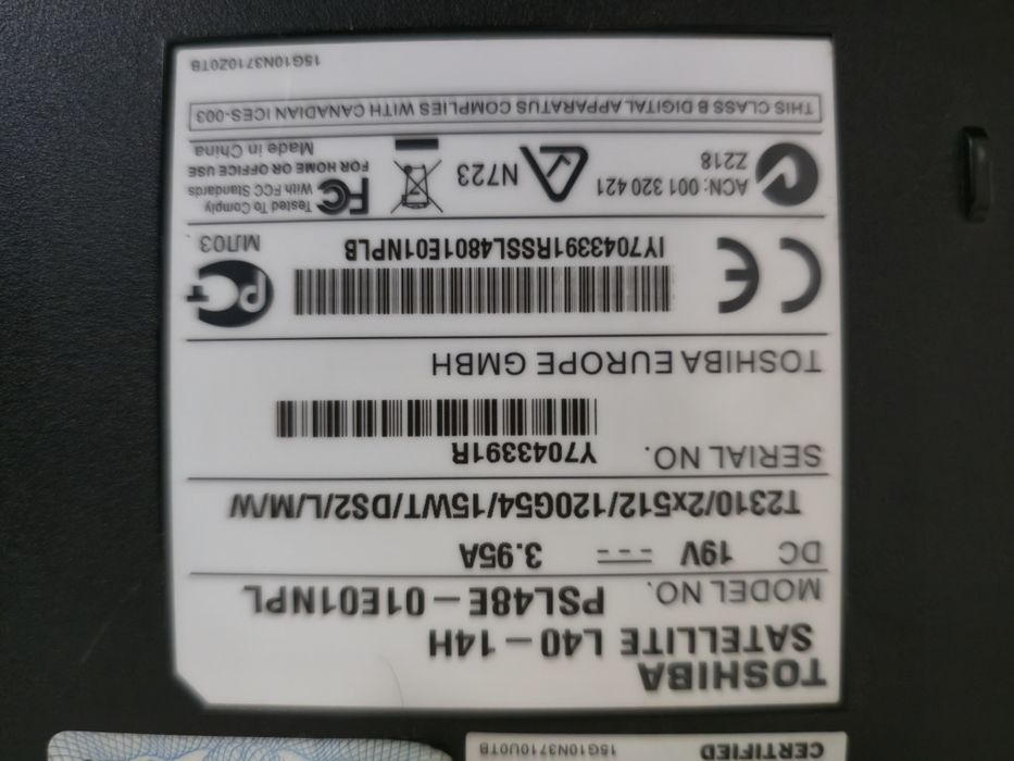 Chłodenie radiator toshiba L40 układ chłodenia