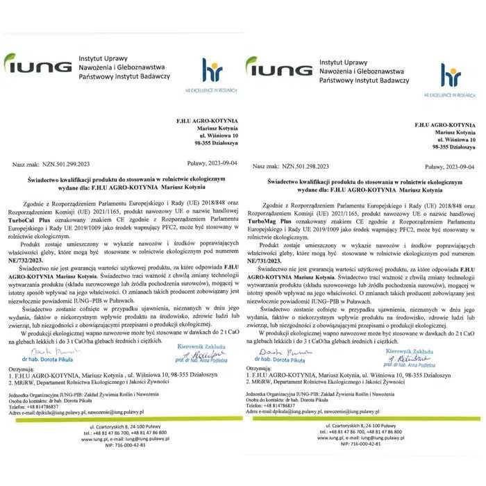 Wapno granulowane Turbocal oraz magnezowe Czarna Kreda 06a