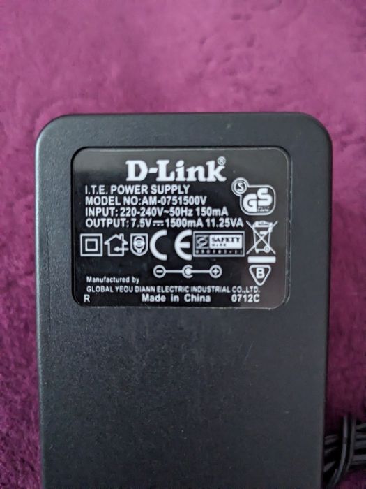 Блок живлення D-link 7.5v 1.5A трансформаторний