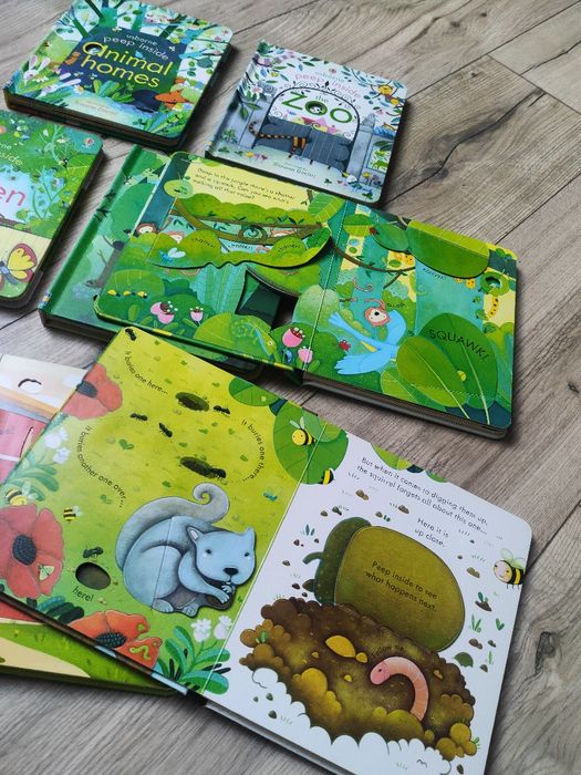 8 książeczek z serii peep inside usborne
