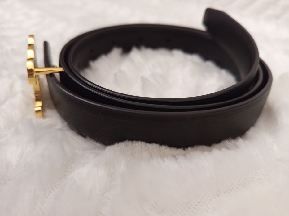 Pasek skórzany złota klamra 105cm M old money style premium CC LOE