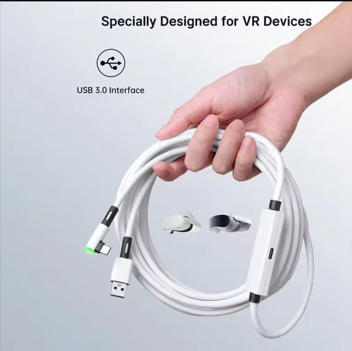 Кабель Oculus Link 5M з додатковим живленням 5Гбіт/с Для Meta Quest 3/3S/2 , Pico 4