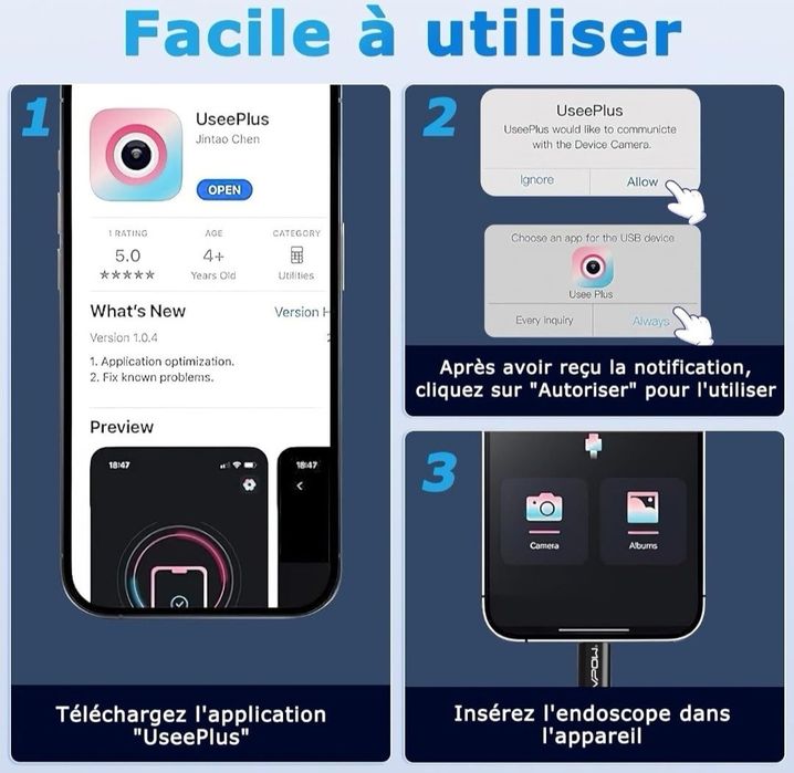 Kamera boroskopowa  do  telefonu  BOROSKOP WiFi 1080P HD 3 m wodo..