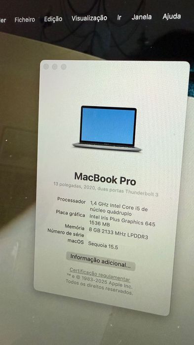 MacBook Pro 13” 2020 — i5 | 8GB | 256 Gb Estado Impecável | 228 ciclos