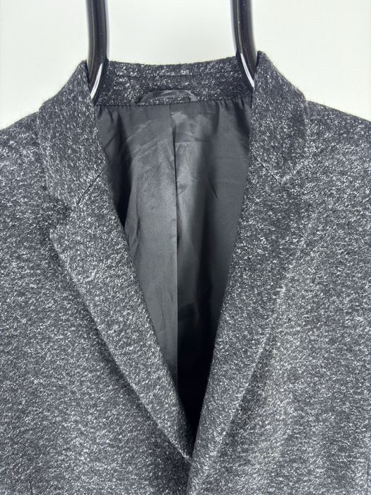 Calvin Klein – męski płaszcz wełniany Fitted | grafit | roz. 48 | Made in Portugal
