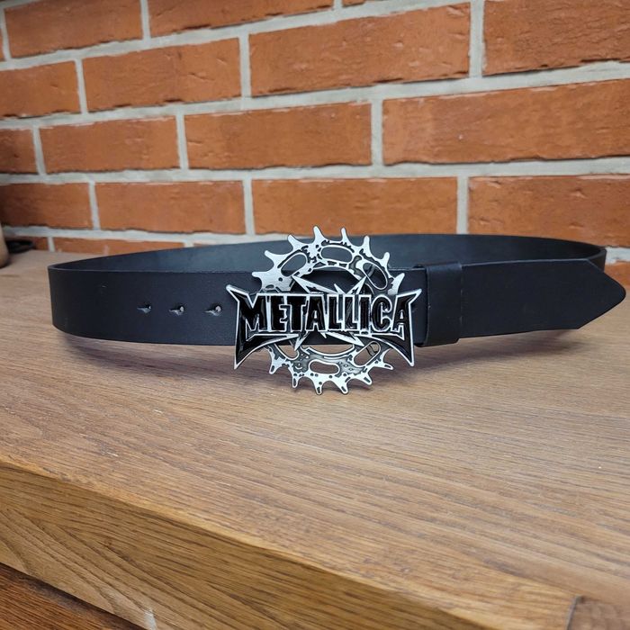 Czarny skórzany pasek Metallica