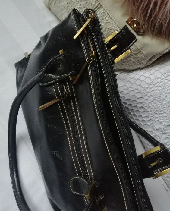 Dawid Jones j.Nowa Spora cudna torba czarna skóra skórzana torebka