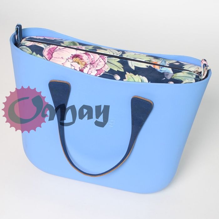 organizer OBAG STANDARD velvet welur kwiaty niebieski 2 kieszenie OMAY