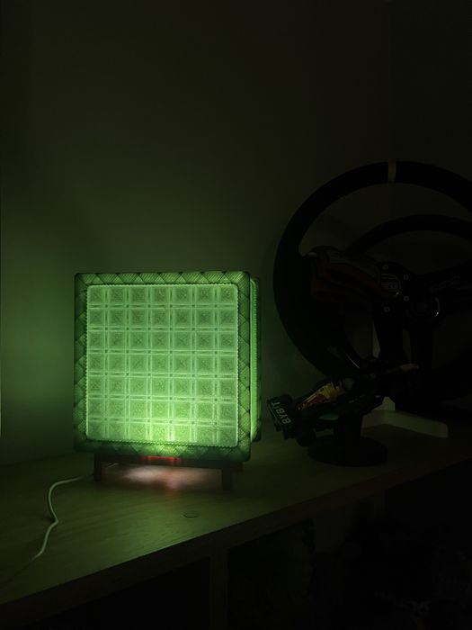 Lampka Nocna Luksfer 3D | Retro Pustak Szklany | Green Ambient | Mid-Century Design