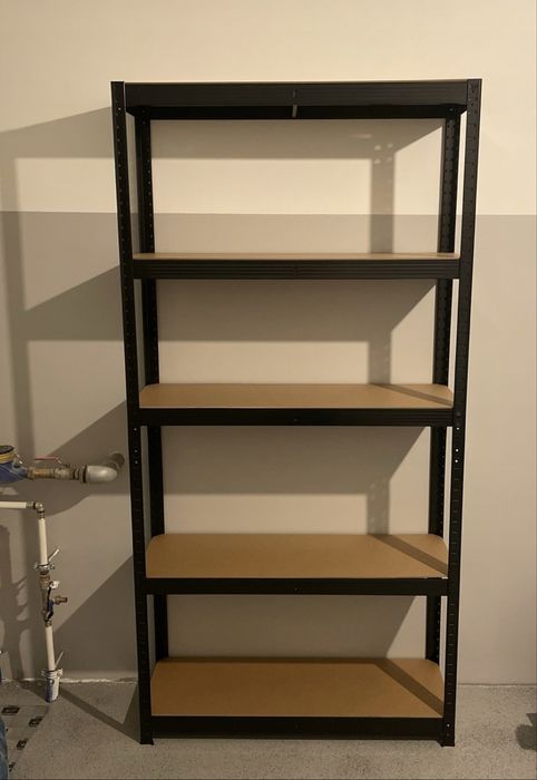 Regał magazynowy metalowy czarny 180x90x30 półki MDF 875 kg
