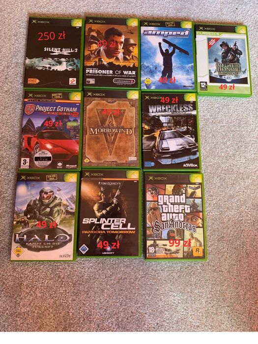 Gry na Xbox Classic - GTA San Andreas, Medal of Honor, Morrowind, Silent Hill 2.