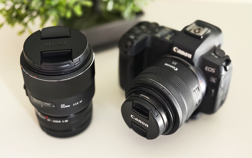 Canon Eos R + rf 35 mm 1.8 + Meike 85 mm